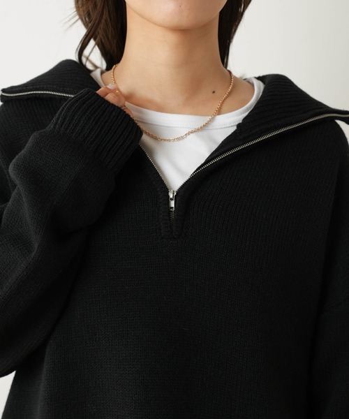 WEGO（ウィゴー）の「WEGO/ハーフZIPニットプルオーバー（ニット/セーター・レディース・ブラック/ベージュ/アイボリー・FREE）」の20枚目の写真