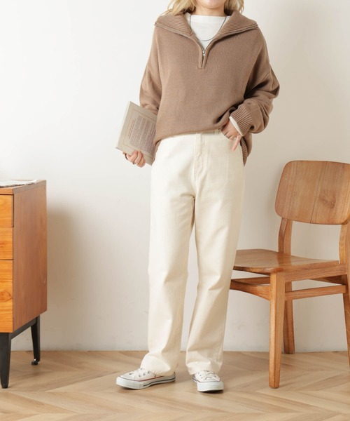 WEGO（ウィゴー）の「WEGO/ハーフZIPニットプルオーバー（ニット/セーター・レディース・ブラック/ベージュ/アイボリー・FREE）」の19枚目の写真