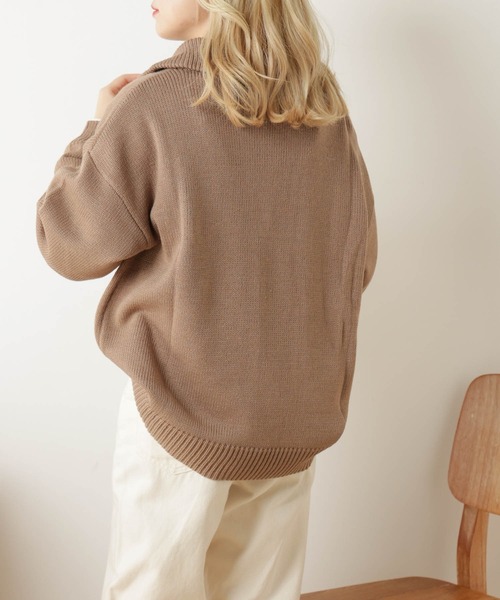 WEGO（ウィゴー）の「WEGO/ハーフZIPニットプルオーバー（ニット/セーター・レディース・ブラック/ベージュ/アイボリー・FREE）」の17枚目の写真