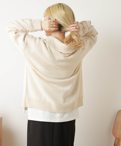 WEGO（ウィゴー）の「WEGO/ハーフZIPニットプルオーバー（ニット/セーター・レディース・ブラック/ベージュ/アイボリー・FREE）」の15枚目の写真