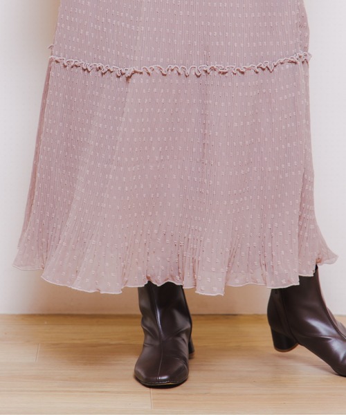 flower(フラワー)の「プリーテッドティアードスカート(スカート・レディース・ピンク/アイボリー・FREE)」の8枚目の写真