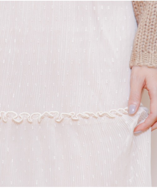 flower(フラワー)の「プリーテッドティアードスカート(スカート・レディース・ピンク/アイボリー・FREE)」の14枚目の写真