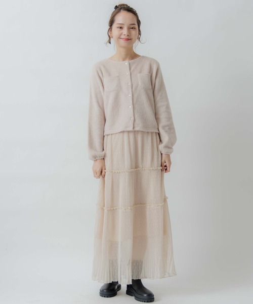 flower(フラワー)の「プリーテッドティアードスカート(スカート・レディース・ピンク/アイボリー・FREE)」の17枚目の写真