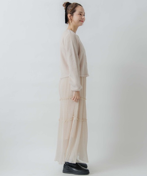 flower(フラワー)の「プリーテッドティアードスカート(スカート・レディース・ピンク/アイボリー・FREE)」の18枚目の写真