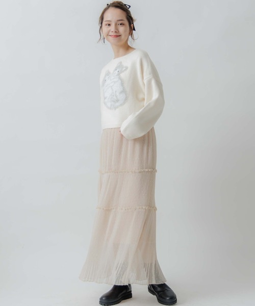 flower(フラワー)の「プリーテッドティアードスカート(スカート・レディース・ピンク/アイボリー・FREE)」の21枚目の写真