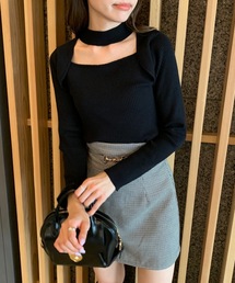 OLIVE des OLIVE | チョーカーネックダブルフロントプルオーバ(ニット/セーター)