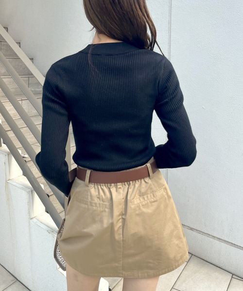 OLIVE des OLIVE（オリーブデオリーブ）の「チョーカーネックダブルフロントプルオーバ（ニット/セーター・レディース・オフホワイト/サックスブルー/グレー/ブラック・FREE）」の10枚目の写真