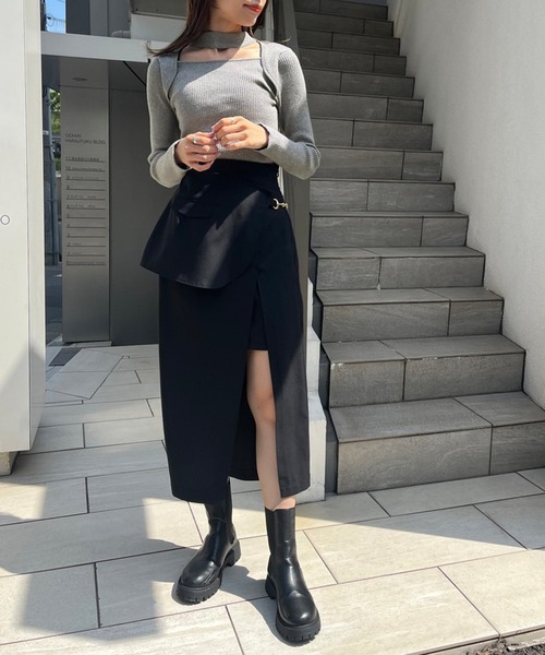 OLIVE des OLIVE（オリーブデオリーブ）の「チョーカーネックダブルフロントプルオーバ（ニット/セーター・レディース・オフホワイト/サックスブルー/グレー/ブラック・FREE）」の14枚目の写真