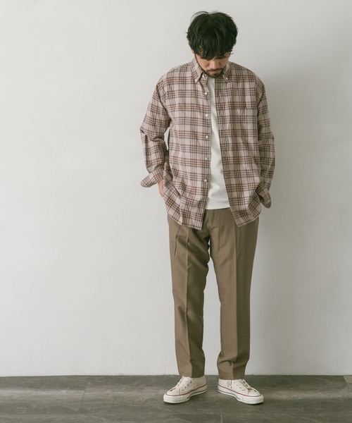 URBAN RESEARCH DOORS（アーバンリサーチドアーズ）の「ツイルチェックボタンダウンシャツ（シャツ/ブラウス・メンズ・ベージュ系その他/オリーブ/ブラウン/ネイビー・LARGE/MEDIUM）」の8枚目の写真