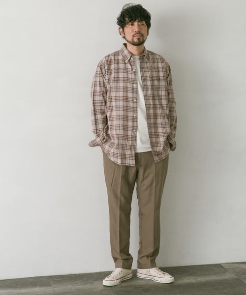 URBAN RESEARCH DOORS（アーバンリサーチドアーズ）の「ツイルチェックボタンダウンシャツ（シャツ/ブラウス・メンズ・ベージュ系その他/オリーブ/ブラウン/ネイビー・LARGE/MEDIUM）」の9枚目の写真