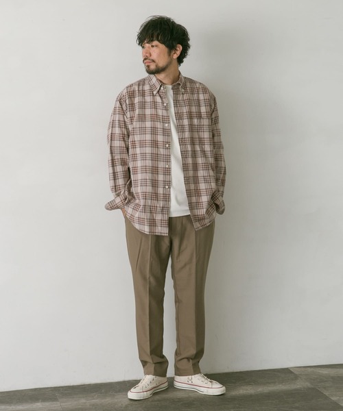 URBAN RESEARCH DOORS（アーバンリサーチドアーズ）の「ツイルチェックボタンダウンシャツ（シャツ/ブラウス・メンズ・ベージュ系その他/オリーブ/ブラウン/ネイビー・LARGE/MEDIUM）」の10枚目の写真