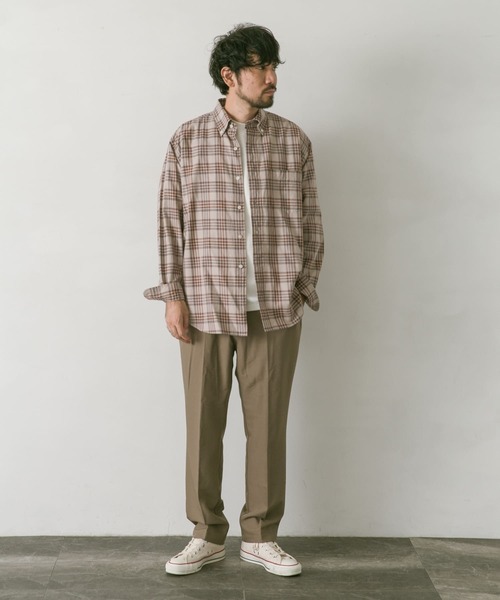 URBAN RESEARCH DOORS（アーバンリサーチドアーズ）の「ツイルチェックボタンダウンシャツ（シャツ/ブラウス・メンズ・ベージュ系その他/オリーブ/ブラウン/ネイビー・LARGE/MEDIUM）」の11枚目の写真