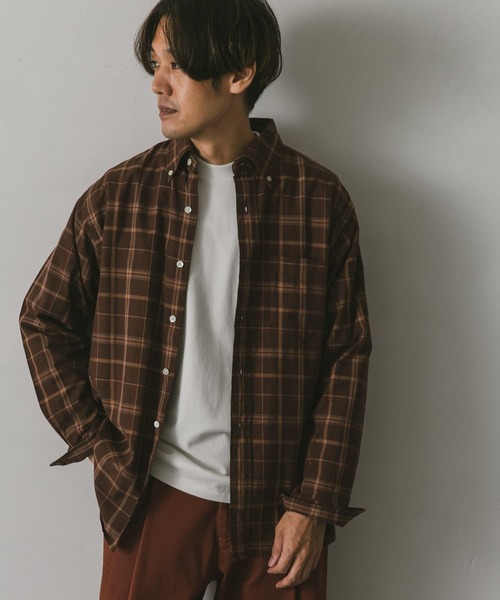 URBAN RESEARCH DOORS（アーバンリサーチドアーズ）の「ツイルチェックボタンダウンシャツ（シャツ/ブラウス・メンズ・ベージュ系その他/オリーブ/ブラウン/ネイビー・LARGE/MEDIUM）」の21枚目の写真