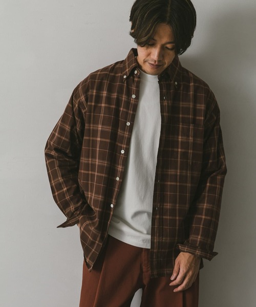 URBAN RESEARCH DOORS（アーバンリサーチドアーズ）の「ツイルチェックボタンダウンシャツ（シャツ/ブラウス・メンズ・ベージュ系その他/オリーブ/ブラウン/ネイビー・LARGE/MEDIUM）」の22枚目の写真