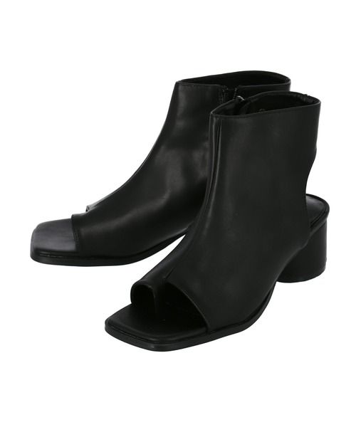 Settimissimo（セッティミッシモ）の「オープントゥショートブーツ（ブーツ・レディース・ブラック/オフホワイト・S/M/L）」の11枚目の写真