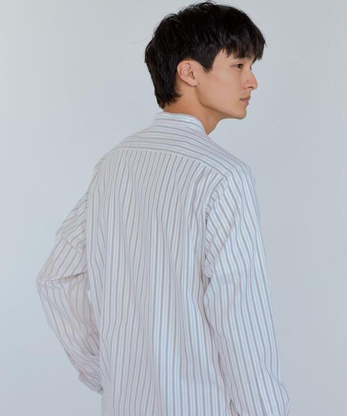 green label relaxing(グリーンレーベルリラクシング)の「オックス ストライプ バンドカラー シャツ -防シワ-(シャツ/ブラウス・メンズ・ホワイト/ベージュ/ロイヤルブルー・M/L/XL/S)」の5枚目の写真