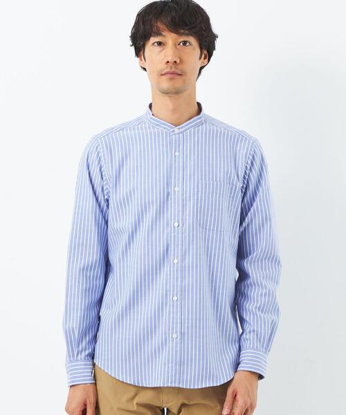 green label relaxing(グリーンレーベルリラクシング)の「オックス ストライプ バンドカラー シャツ -防シワ-(シャツ/ブラウス・メンズ・ホワイト/ベージュ/ロイヤルブルー・M/L/XL/S)」の7枚目の写真
