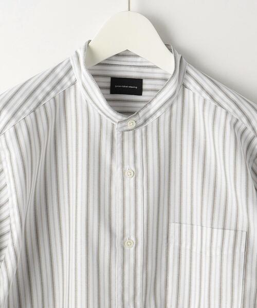 green label relaxing(グリーンレーベルリラクシング)の「オックス ストライプ バンドカラー シャツ -防シワ-(シャツ/ブラウス・メンズ・ホワイト/ベージュ/ロイヤルブルー・M/L/XL/S)」の15枚目の写真