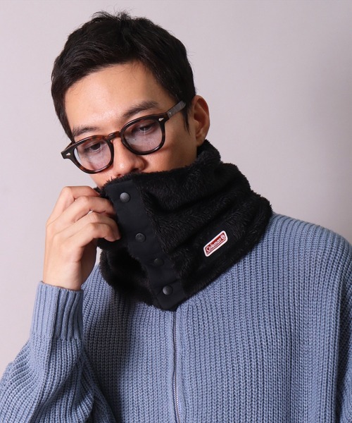 COLEMAN（コールマン）の「(LF)【Coleman】フロント ボタン ボア ネックウォーマー（ネックウォーマー/スヌード・レディース・ベージュ/カモフラージュ/ブラック/ネイビー/カーキ・ONE SIZE）」の6枚目の写真