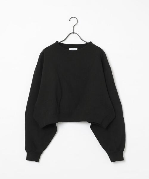 FEELING MADE（フィーリングメイド）の「FEELING MADE ヘビー裏毛 ショートワイド 袖ボリュームプルオーバー（スウェット・レディース・ライトグレー/ブラック/オフホワイト・FREE）」の2枚目の写真