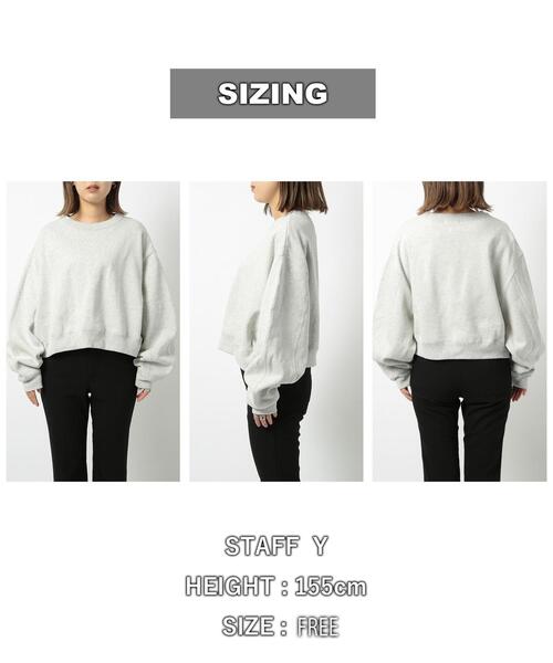 FEELING MADE（フィーリングメイド）の「FEELING MADE ヘビー裏毛 ショートワイド 袖ボリュームプルオーバー（スウェット・レディース・ライトグレー/ブラック/オフホワイト・FREE）」の12枚目の写真