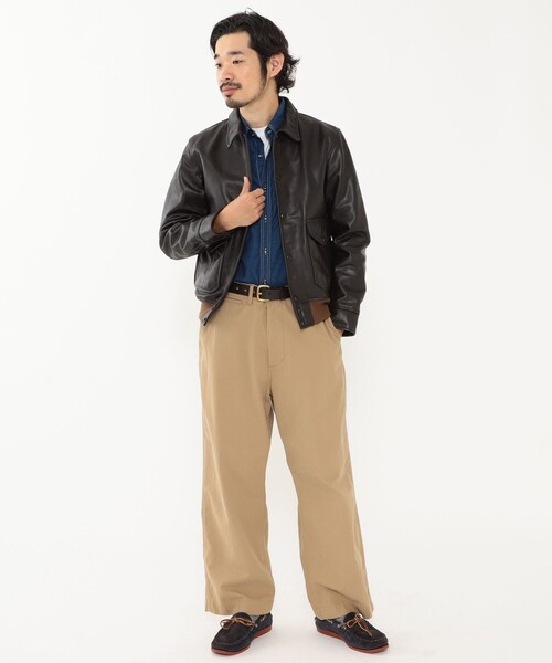 BEAMS PLUS（ビームスプラス）の「BEAMS PLUS / ミリタリー レザー ブルゾン（ブルゾン・メンズ・ブラック/ダークブラウン・SMALL/MEDIUM/LARGE/X-LARGE）」の6枚目の写真