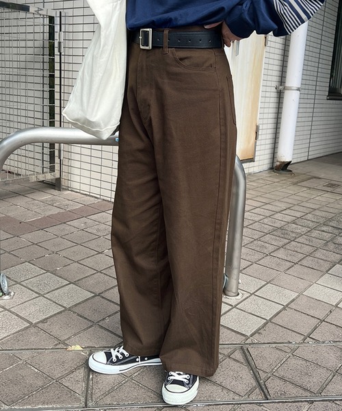 kutir(クティール)の「ハイウエストチノワイドパンツ(チノパンツ・レディース・カーキ/ブラック/ベージュ/ブラウン・MEDIUM/LARGE/SMALL)」の3枚目の写真