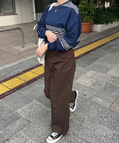 kutir(クティール)の「ハイウエストチノワイドパンツ(チノパンツ・レディース・カーキ/ブラック/ベージュ/ブラウン・MEDIUM/LARGE/SMALL)」の12枚目の写真
