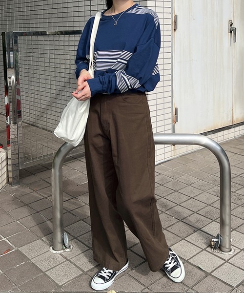 kutir(クティール)の「ハイウエストチノワイドパンツ(チノパンツ・レディース・カーキ/ブラック/ベージュ/ブラウン・MEDIUM/LARGE/SMALL)」の11枚目の写真