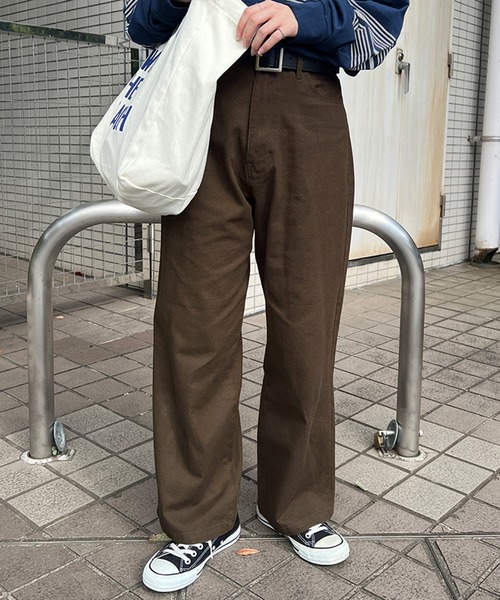 kutir(クティール)の「ハイウエストチノワイドパンツ(チノパンツ・レディース・カーキ/ブラック/ベージュ/ブラウン・MEDIUM/LARGE/SMALL)」の8枚目の写真