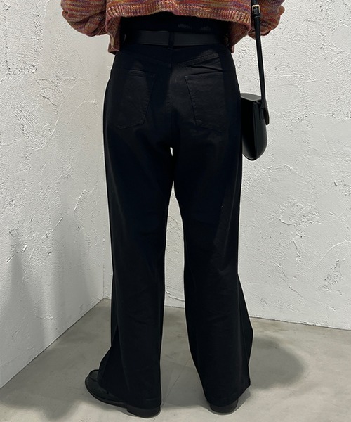 kutir(クティール)の「ハイウエストチノワイドパンツ(チノパンツ・レディース・カーキ/ブラック/ベージュ/ブラウン・MEDIUM/LARGE/SMALL)」の5枚目の写真