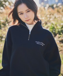 Embroidery ルーズフィット ハーフジップ スウェット
