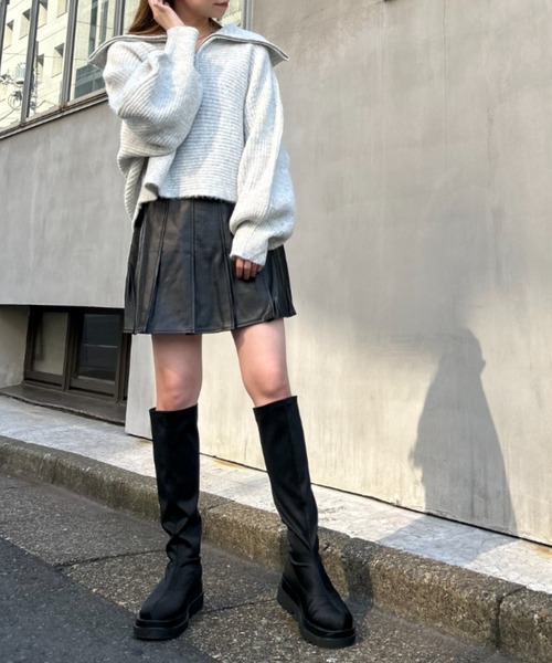 INGNI（イング）の「ハーフジップ片畦ドルマン／ニット（ニット/セーター・レディース・アイボリー/ライトグレー/ベージュ・M）」の14枚目の写真