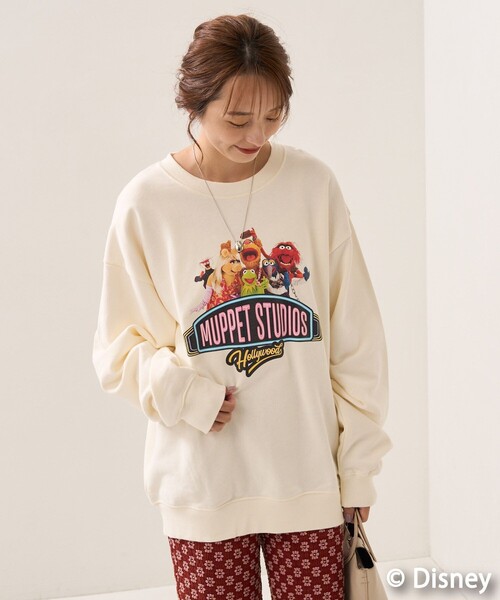(マペット) The Muppets オフィシャル商品 レディース アニマル 長袖 スウェットシャツ トレーナー BI2055 (ブラック マペット) The Muppets オフィシャル商品 レディース アニマル