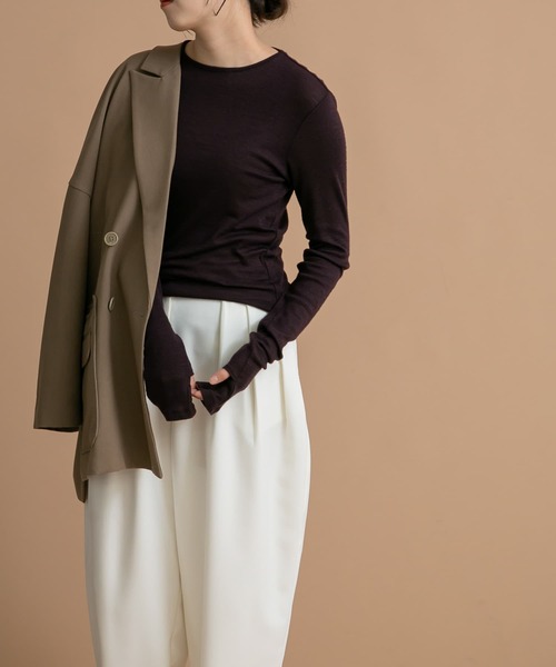 LAATO（ラート）の「WOOL LONG T-SHIRTS（Tシャツ/カットソー・レディース・グレー系その他/ブラウン・FREE）」の3枚目の写真
