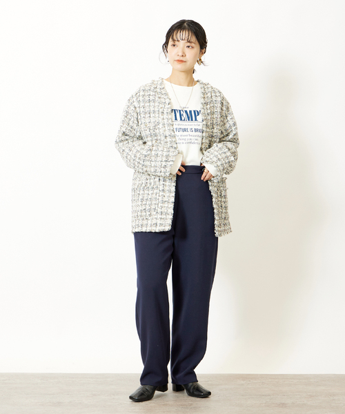 Simplicite(サンプリシテ)の「ニュアンスパンツ(スラックス・レディース・ネイビー/ブラウン/イエロー・SMALL/MEDIUM)」の8枚目の写真