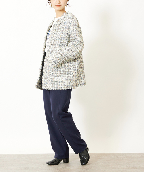 Simplicite(サンプリシテ)の「ニュアンスパンツ(スラックス・レディース・ネイビー/ブラウン/イエロー・SMALL/MEDIUM)」の9枚目の写真