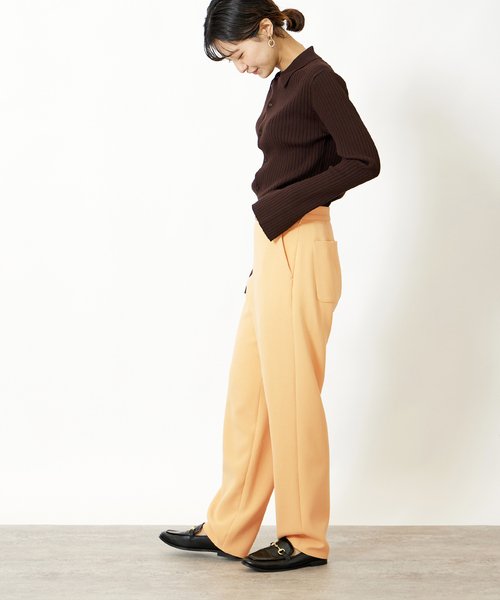 Simplicite(サンプリシテ)の「ニュアンスパンツ(スラックス・レディース・ネイビー/ブラウン/イエロー・SMALL/MEDIUM)」の14枚目の写真