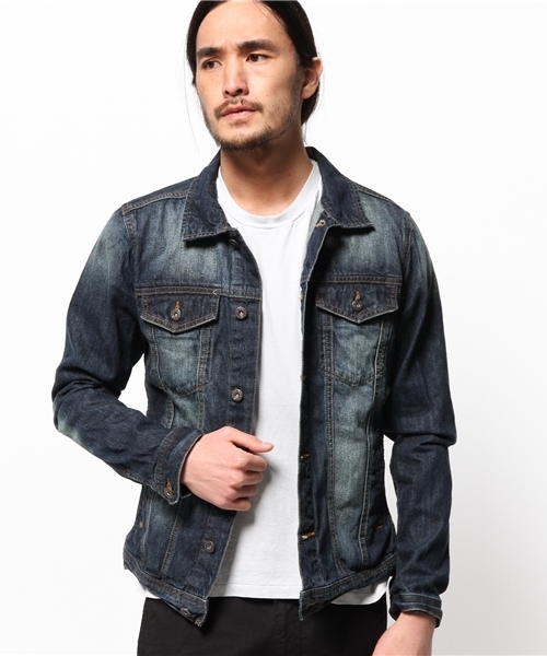 WEGO（ウィゴー）の「WEGO/デニムGジャン（デニムジャケット・メンズ・ホワイト/ブルー/ネイビー・LARGE/X-LARGE/MEDIUM）」の3枚目の写真