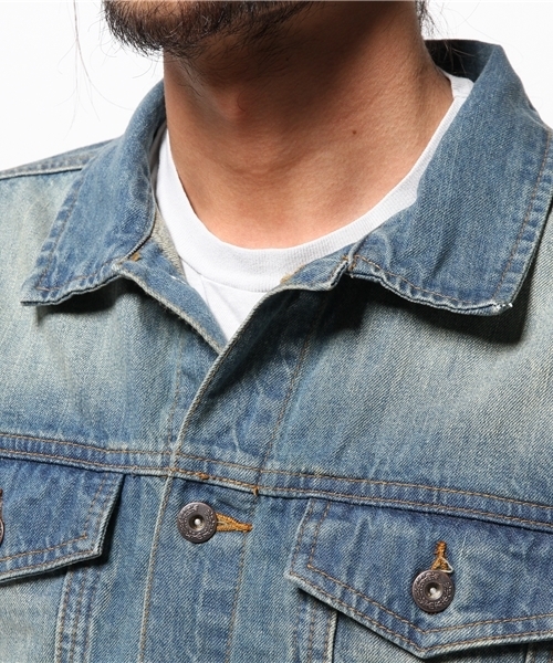 WEGO（ウィゴー）の「WEGO/デニムGジャン（デニムジャケット・メンズ・ホワイト/ブルー/ネイビー・LARGE/X-LARGE/MEDIUM）」の8枚目の写真