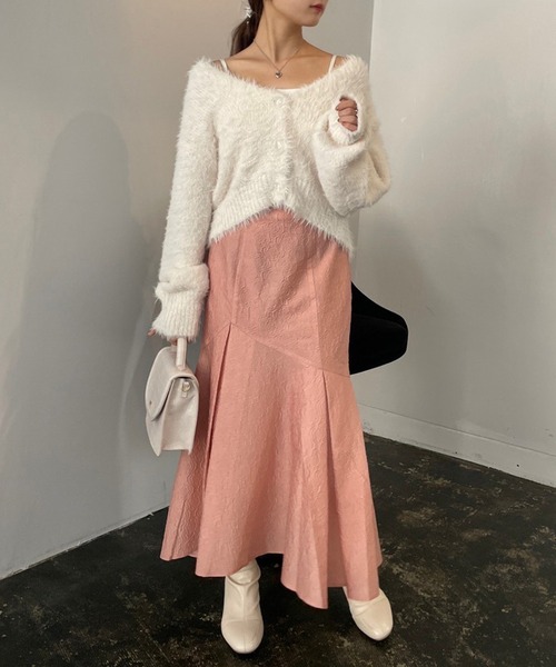 one after another NICE CLAUP（ワンアフターアナザーナイスクラップ）の「あざと可愛い。ふわふわショートフェザーカーディガン（カーディガン/ボレロ・レディース・グレー/ベージュ/ピンク/アイボリー・FREE）」の17枚目の写真