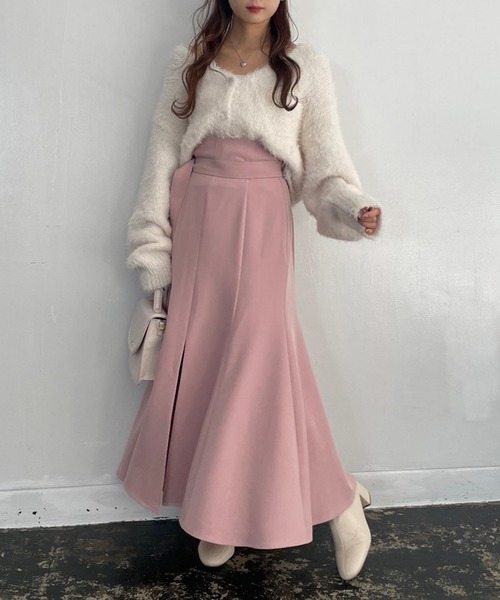 one after another NICE CLAUP（ワンアフターアナザーナイスクラップ）の「あざと可愛い。ふわふわショートフェザーカーディガン（カーディガン/ボレロ・レディース・グレー/ベージュ/ピンク/アイボリー・FREE）」の22枚目の写真