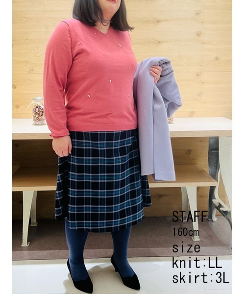 fleur by mint breeze（フルールバイミントブリーズ）の「【M～5L 大きいサイズ】パール ニット プルオーバー（ニット/セーター・レディース・グレー/ネイビー/ピンク・M/LL/5L/L/4L/3L）」の20枚目の写真