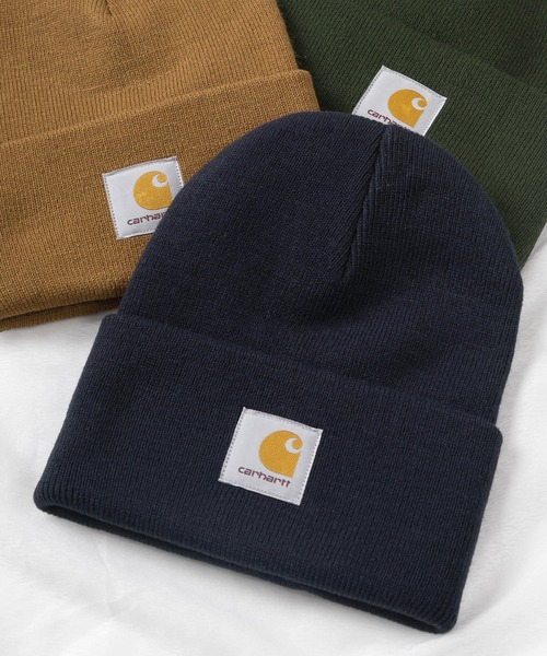 Carhartt WIP（カーハートダブリューアイピー）の「【Carhartt/カーハート】アクリル ワッチキャップ/WIP ACRYLIC WATCH HAT /ニット帽（ニットキャップ/ビーニー・メンズ・チャコールグレー/ダークグリーン/ブラック/ネイビー/ブラウン・FREE）」の5枚目の写真