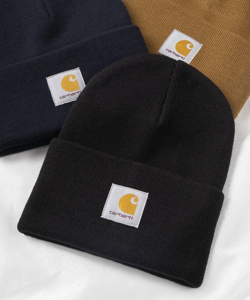Carhartt WIP（カーハートダブリューアイピー）の「【Carhartt/カーハート】アクリル ワッチキャップ/WIP ACRYLIC WATCH HAT /ニット帽（ニットキャップ/ビーニー・メンズ・チャコールグレー/ダークグリーン/ブラック/ネイビー/ブラウン・FREE）」の2枚目の写真