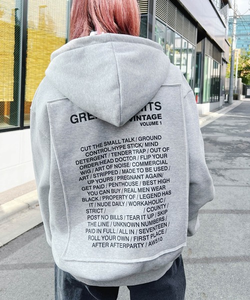 Figments（フィグメンツ）の「【裏起毛】GREATESTジップパーカー（パーカー・レディース・グレー/ブラック・FREE）」の4枚目の写真