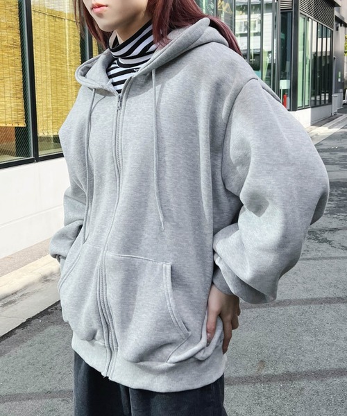 Figments（フィグメンツ）の「【裏起毛】GREATESTジップパーカー（パーカー・レディース・グレー/ブラック・FREE）」の14枚目の写真