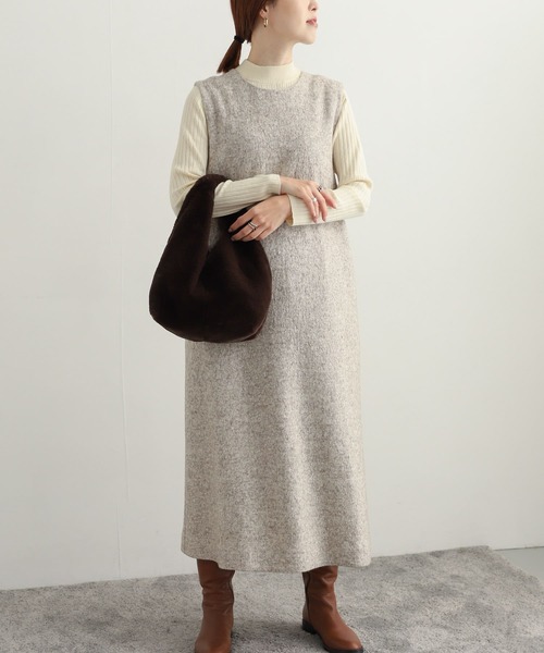 URBAN RESEARCH DOORS(アーバンリサーチドアーズ)の「ウール混ブークレカットジャンパースカート(ワンピース・レディース・ブラック/グレー/ライトベージュ・MEDIUM)」の10枚目の写真