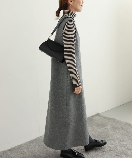 セール】ウール混ブークレカットジャンパースカート（ワンピース