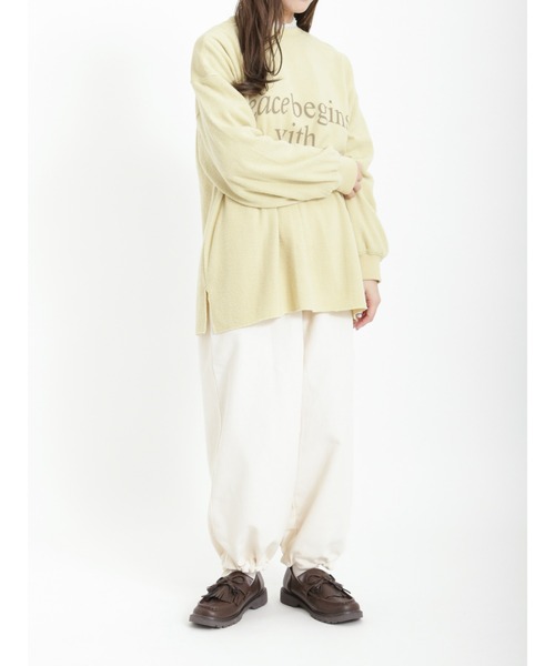 Samansa Mos2(サマンサ モスモス)の「布帛貼りワッフルロゴTシャツ(Tシャツ/カットソー・レディース・ベージュ/イエロー/チャコール・フリ-)」の10枚目の写真
